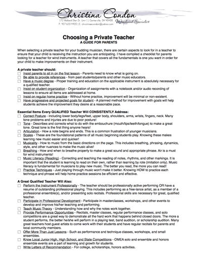 Choosing a Private Teacher